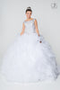 Jeweled Cap Sleeve Ball Gown with Layered Skirt by Elizabeth K GL1600-Quinceanera Dresses-ABC Fashion