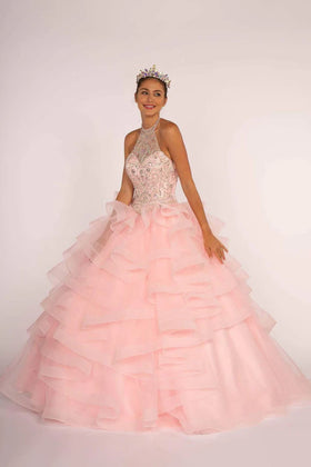 Jeweled Halter Ball Gown by Elizabeth KGL2512