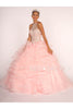 Jeweled Halter Ball Gown with Layered Skirt by Elizabeth K GL2512-Quinceanera Dresses-ABC Fashion