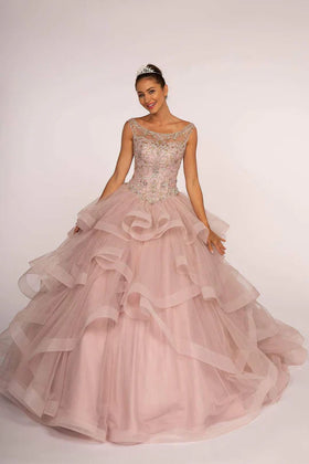 Jeweled Illusion Layered Ball Gown by Elizabeth KGL2517