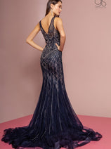 Jeweled Lace Illusion Mermaid Dress by GLS Gloria GL2685