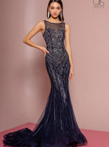Jeweled Lace Illusion Mermaid Dress by GLS Gloria GL2685
