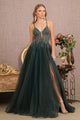 Jeweled Sleeveless A-line Slit Gown by GLS Gloria GL3137 - XS / Green - Long Formal Dresses