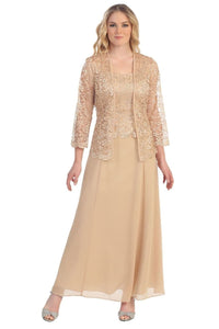 A chiffon quarter sleeve lace mother of bride gown- SF8466