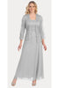 J&J Fashion 8466 Classy Mother Of The Bride Dress - SILVER / M