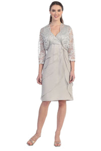 Mother Of The Bride Dress Short - SILVER / M