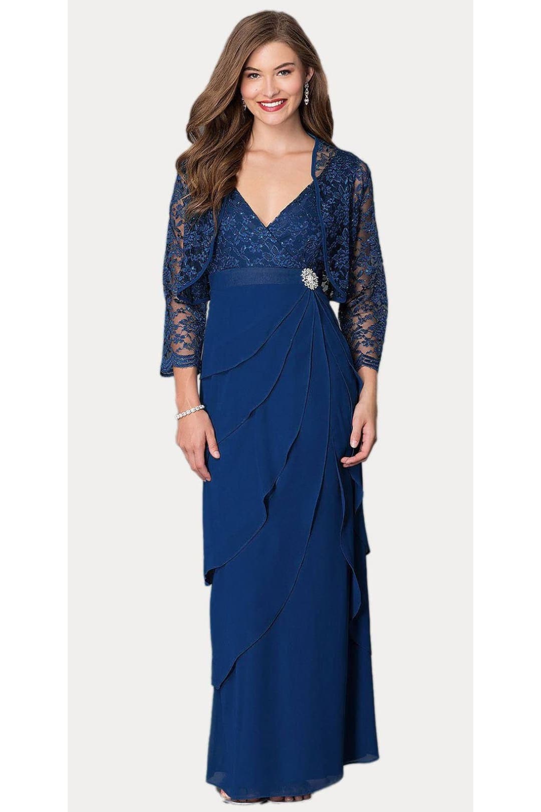 J&J Fashion 8729 Classy Mother Of The Bride Dresses - NAVY BLUE / M