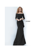 Jovani - 00446 Off Shoulder Drape Crepe Mermaid Dress