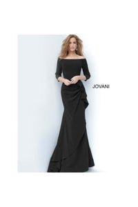 Jovani - 00446 Off Shoulder Drape Crepe Mermaid Dress - Prom