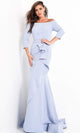 Jovani - 00446 Off Shoulder Drape Crepe Mermaid Dress - Prom