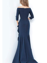 Jovani - 00446 Off Shoulder Drape Crepe Mermaid Dress