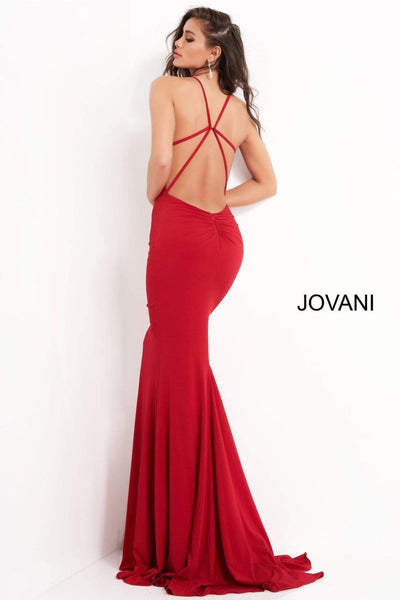 Jovani 00512 - Sleek Fitted Prom Dress with Strappy Back and Elegant Train - Prom