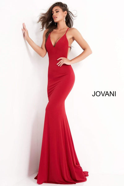 Jovani 00512 - Sleek Fitted Prom Dress with Strappy Back and Elegant Train - Prom