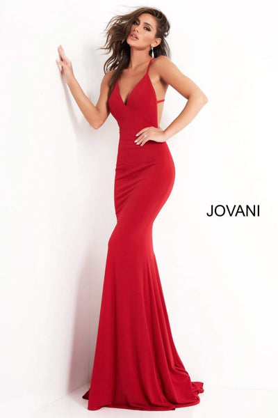 Jovani 00512 - Sleek Fitted Prom Dress with Strappy Back and Elegant Train - Prom