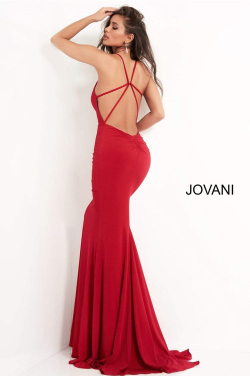 Jovani 00512 - Sleek Fitted Prom Dress with Strappy Back and Elegant Train - Prom