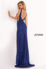 Jovani - 02472 V Neck Fitted Prom Dress with High Slit - Prom