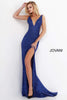 Jovani - 02472 V Neck Fitted Prom Dress with High Slit - Prom