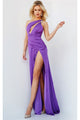 Jovani 02543 Sexy Cutout Bodice One Shoulder Prom Evening Gown With High Slit