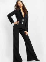 Jovani - 02637 Two Piece Deep V-Neck Pantsuit