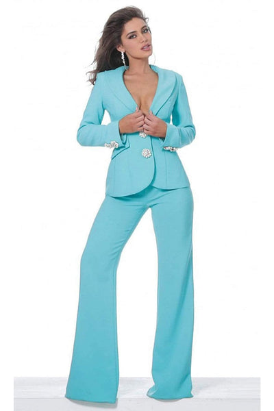 Jovani - 02637 Two Piece Deep V-Neck Pantsuit - Prom