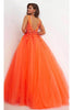 Jovani 02840 3D Floral Sheer Plunging V-neck Prom Ball Gown