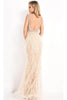 Jovani 03023 - Feather Gown with Beaded Adornments - Prom