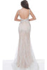 Jovani - 03023 Sheer Bodice Beaded Adorned Feather Fitted Evening Gown - Prom