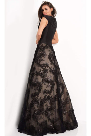 Jovani - 03330 Cap Sleeve V-Neck Soutache A-Line Gown - Prom