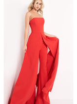 Strapless Wide-Leg Formal Evening Jumpsuit with Overlay - Jovani 03529