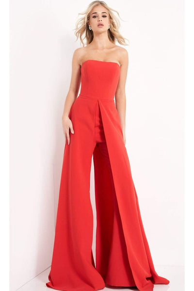 Jovani 03529 - Strapless Wide Leg Formal Evening Jumpsuit with Overlay - Prom