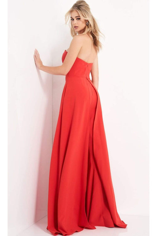 Jovani 03529 - Strapless Wide Leg Formal Evening Jumpsuit with Overlay - Prom
