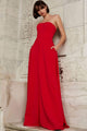 Jovani 03529 - Strapless Wide Leg Formal Evening Jumpsuit with Overlay - Prom