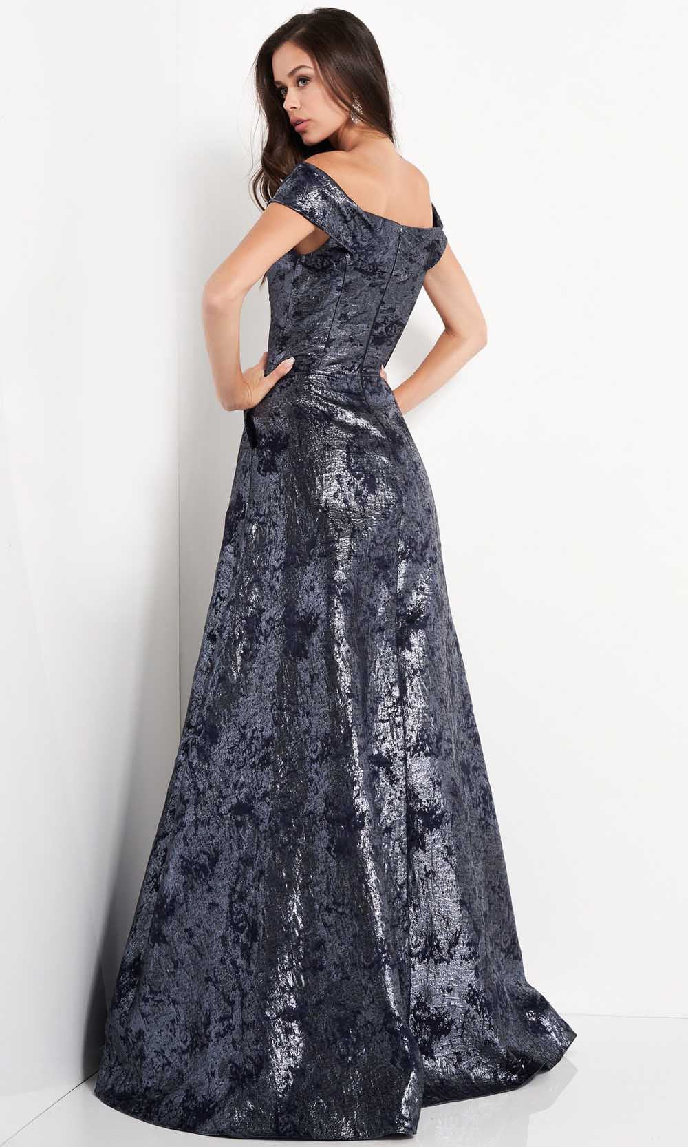 Jovani 03674 - Metallic Off-Shoulder A-Line Gown - Prom