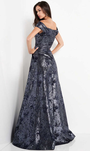 Jovani 03674 - Metallic Off-Shoulder A-Line Gown - Prom