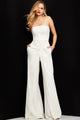 Jovani 03828 - Strapless Straight Neck Wide Leg Evening Jumpsuit - Prom