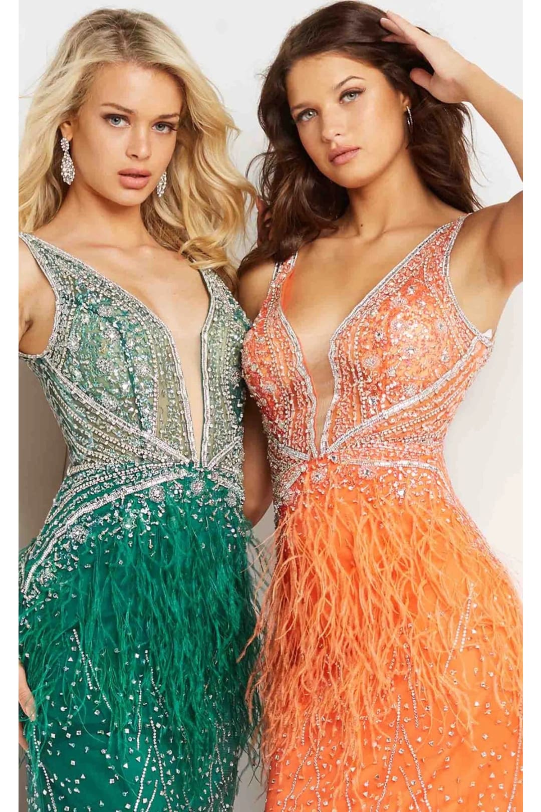 Jovani 04042 Feather Beaded Open Back Mini Sweet 16 Hoco Party Dress - EMERALD / 00