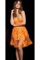 Jovani 04109 Strapless Floral Illusion Hoco Short Dress - ORANGE / 00