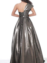 Jovani 04170 - Dazzling Metallic One-Shoulder A-Line Gown