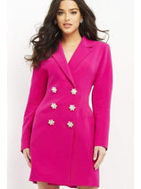 Jovani 04172 Long Sleeve Double-Breasted Form-Fitting Blazer Dress