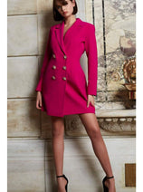 Jovani 04172 Long Sleeve Double-Breasted Form-Fitting Blazer Dress