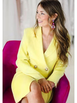 Jovani 04172 Long Sleeve Double-Breasted Form-Fitting Blazer Dress