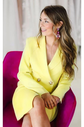Jovani 04172 Long Sleeve Double-Breasted Form-Fitting Blazer Dress