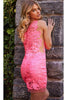 Jovani 04190 One Shoulder Sequined Lace Mini Hoco Dress