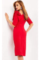 Jovani - 04281 Asymmetric Neck Fitted Knee Length Dress - Prom