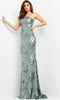 Jovani 04331 - One-Shoulder Fitted Gown with Floral Sequin Embellishments - Prom