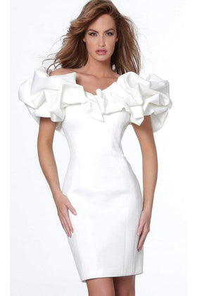 Jovani 04367 - Ruffled Off-Shoulder Fitted Dress