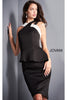 Jovani 04409 Halter Peplum Knee Length Graduation Dress - BLACK/WHITE / 4