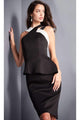 Jovani 04409 - Sleek Strappy Halter Peplum Sheath Dress - Prom