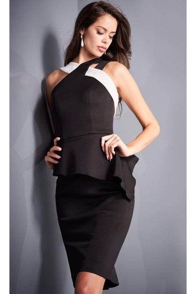 Jovani 04409 - Sleek Strappy Halter Peplum Sheath Dress - Prom