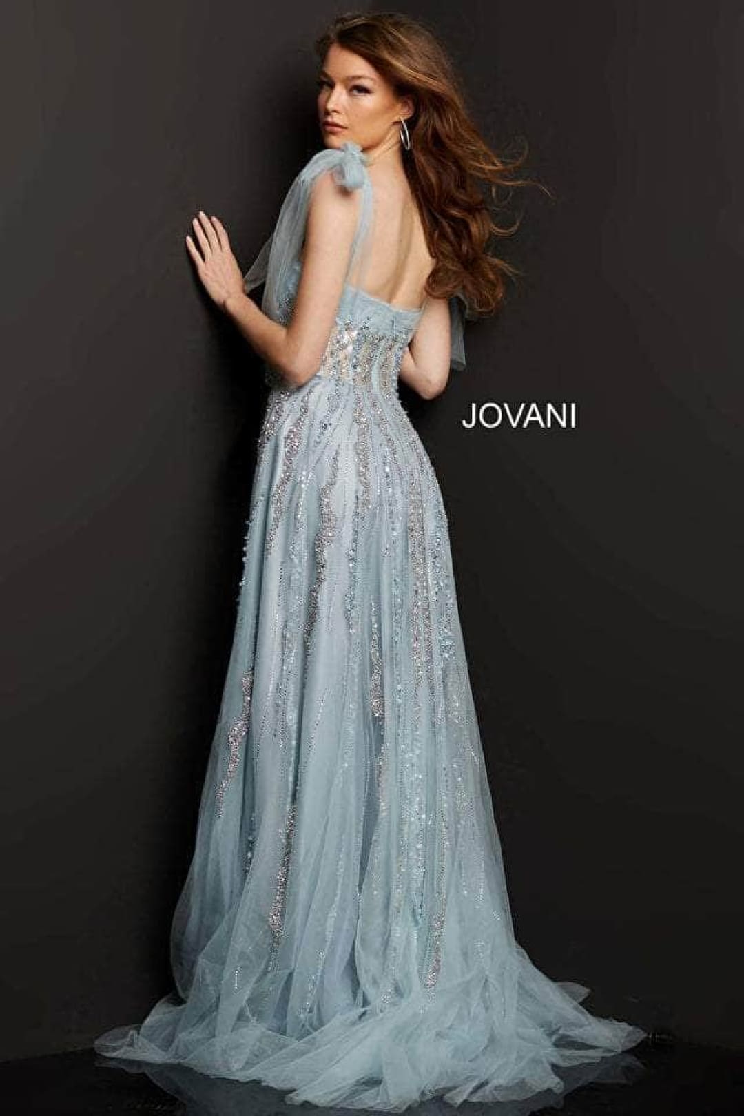 Jovani 04634 - A-Line Gown with Beaded Neckline and Tie Shoulder - Prom